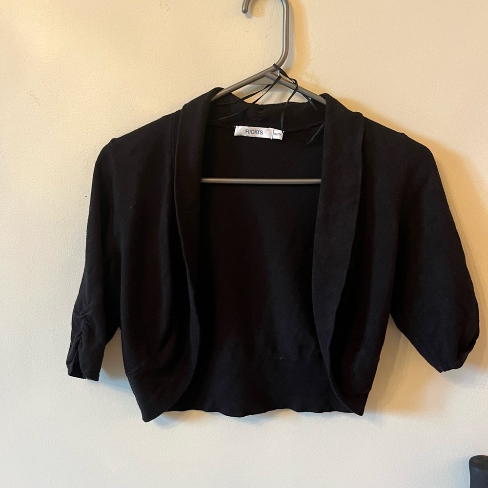 Ricki’s Cropped Half Sleeve Black Cardigan